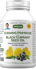 ANDREW LESSMAN Evening Primrose and Black Currant Seed Oil 60 Softgels - Soothes Physical Discomfort and Mood Swings Due to Menstrual Cycle, with Gamma-Linolenic, Omega-6 Fatty Acids, No Additives