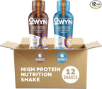 OWYN Only What You Need High Protein Shake, Chocolate and Vanilla Flavored, 26g Protein, 0g Sugar, 3g Fiber, Dairy Free, Plant Based Protein Drink, 12 Count