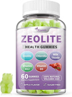 Zeolite Gummies for Kids & Adults - Zeolite Clinoptilolite, Chlorella, Milk Thistle- Supports Immune Health, Gut and liver, Natural Metabolism, Vegan, Non-GMO, Sugar Free, Apple Flavor, 60 Count