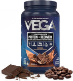 Vega Sport Vegan Protein Powder + Recovery - 30g Plant Based Protein per Serving, Mocha, 19 Servings, 5g BCAAs, Probiotics, NSF Certified, for Shakes & Smoothies, 1.8lbs (Packaging May Vary)