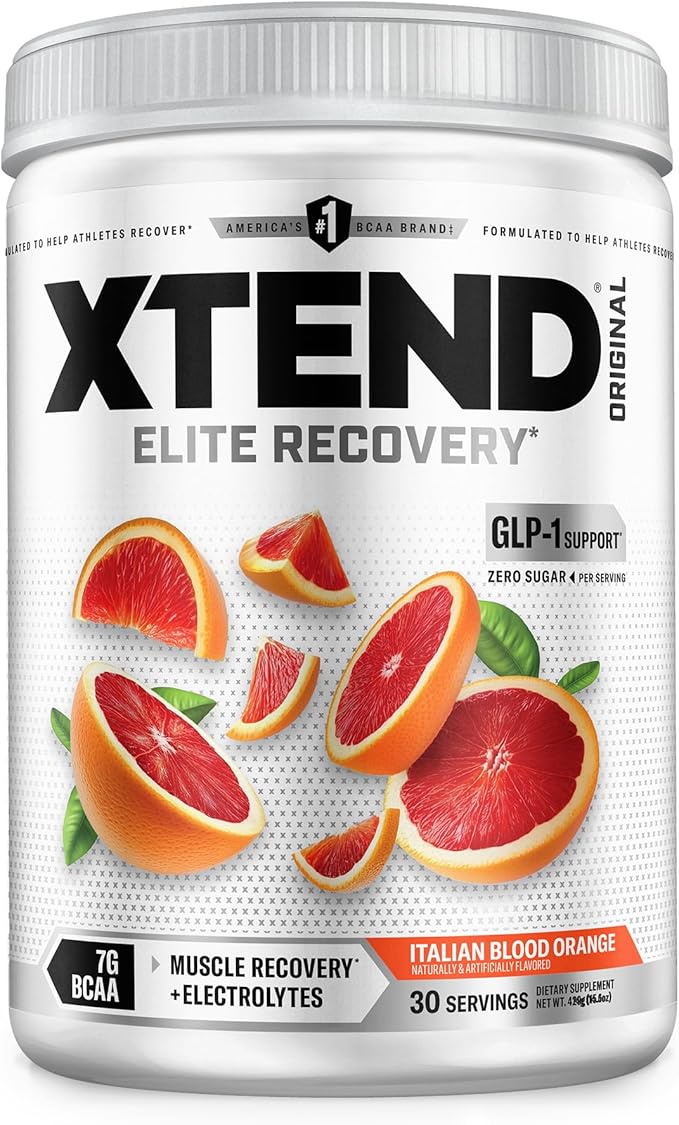Xtend Original BCAA Powder, 7g BCAAs and 2.5g L-Glutamine for Muscle Recovery Hydration and Lean Muscle, Sugar Free Intra and Post Workout Drink with Electrolytes, Italian Blood Orange, 30 Servings