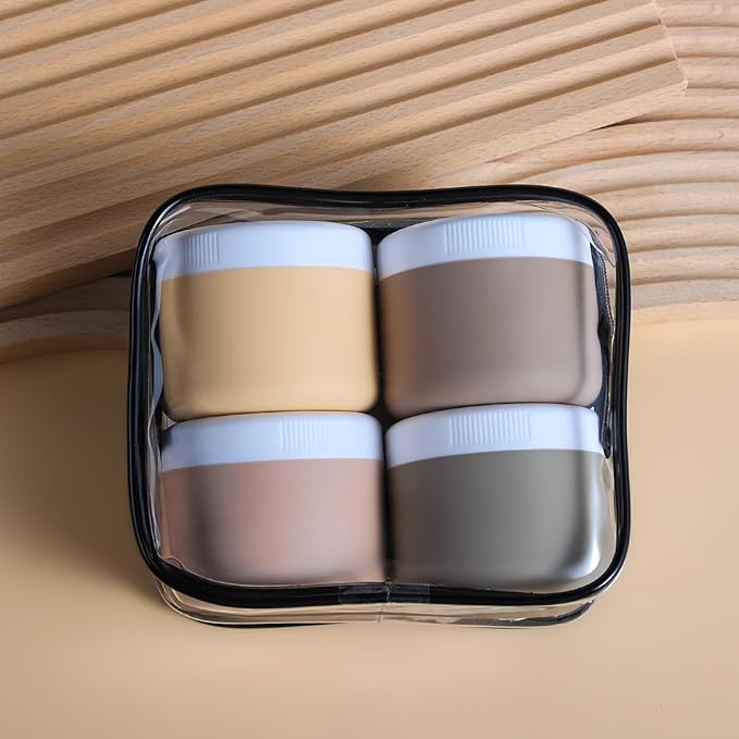 kuangre Travel Containers for Toiletries, Silicone Cream Jars BPA-Free, Leak-proof 1.35oz Travel Size Containers, Portable Size Silicone Jars with Lid for Cosmetic Face Hand Body Cream (4 Pack)