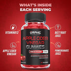 ORPHIC NUTRITION Apple Cider Vinegar Gummies - 1000mg - ACV Weight Loss Gummies - Supports Digestion, Detox & Cleansing - VIT B12, Beetroot - Gomitas de Vinagre de Manzana (60 pcs)