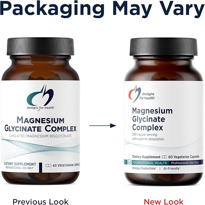 Designs for Health Magnesium Glycinate Complex - Chelated Magnesium Bisglycinate + High Absorption Magnesium for Calming & Sleep, Heart Health, Immune Support & Bone Strength - Vegan (60 Capsules)