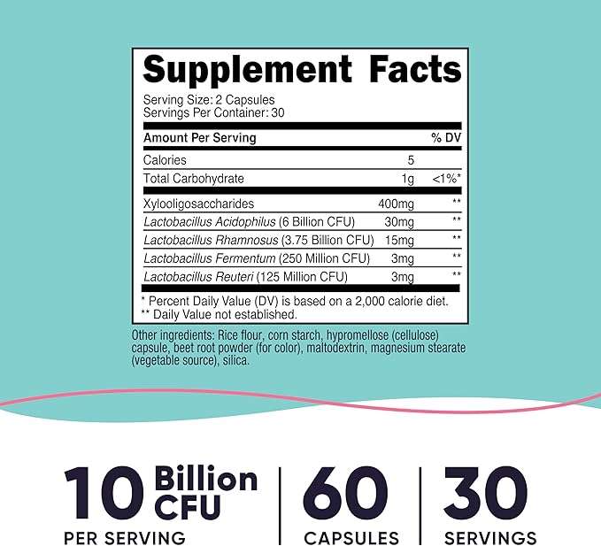 Nutricost Vaginal Probiotic for Women (10 Billion CFU) 60 Capsules - GMO-Free, Gluten-Free, 30 Servings