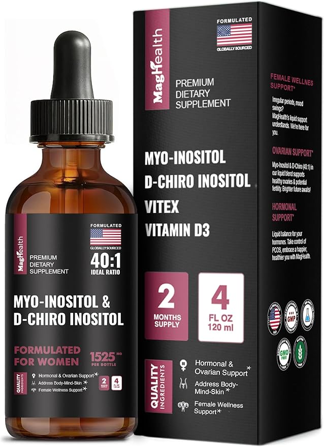 Myo-Inositol & D-Chiro Inositol Supplement for Women - Hormone Balance & Ovarian Support for Women - Ideal 40:1 Ratio, Vitamin D3 + Vitex