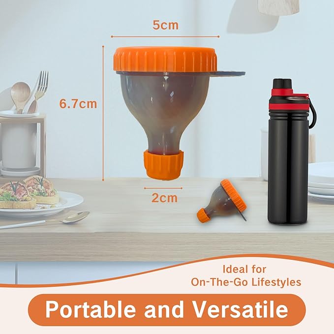 2Pack Protein Powder Container to go Portable Supplement Funnels for Filling Bottles with Protein Powder Compartment Pill Storage, Great for Workout, Travel, to-Go, Fitness（Orange