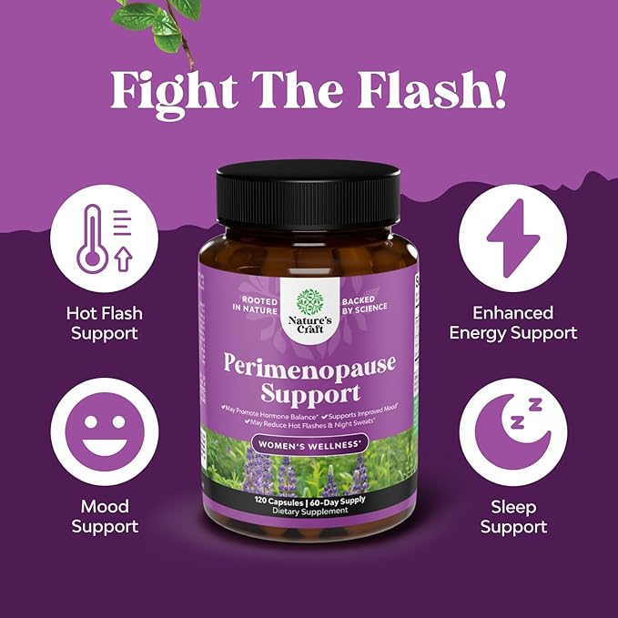 Complete Perimenopause Supplement for Women - Multibenefit Menopause Ease for Women with Maca Root Vitex Berry & Black Cohosh for Hot Flashes Night Sweats Hormone Balance and Mood Support - 120 Count