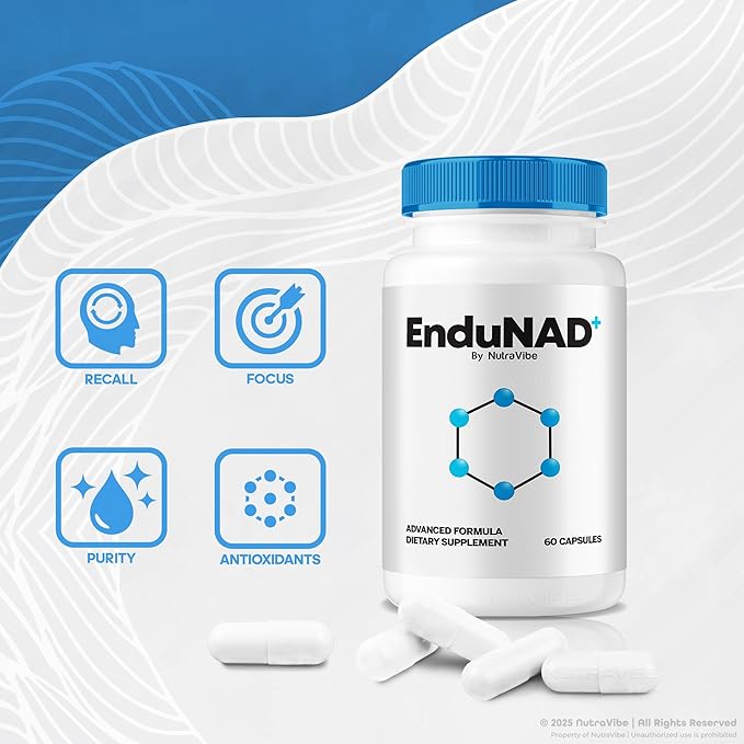 EnduNAD – Daily Cellular Energy Formula with a Clean, Natural Blend to Help Maintain Focus, Clarity & Inner Balance | Gentle, Easy-to-Swallow Pills for Recharged Body (60 Capsules)