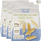 Care Free Kitchen Plain Penne 8oz (3 Pack) Keto Pasta Noodles, 20g High Protein, Low Carb 2g Net Carbs, 26g High Fiber