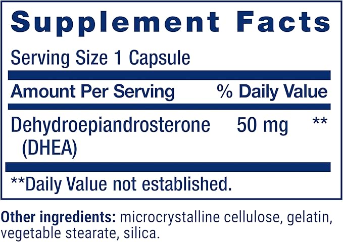 Life Extension DHEA 50 mg – Hormone Balance Supplement, Memory, Muscle Mass and Bone Density Support, Healthy Sex Drive, Gluten-Free, Non-GMO, 60 Capsules (Pack of 2)