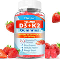 Sugar Free Vitamin D3 K2 Gummies - Vitamin D Gummies with VD3, VK2, 7 Essential Vitamins - Supports Bone, Muscle, Teeth & Immune - Vegan, Non-GMO, Strawberry Flavor, 60 Count