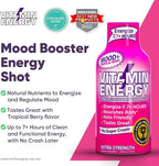 Vitamin Energy Mood+ Extra Strength Energy Shot Tropical Berry 48 Pack, 260mg Natural Caffeine, B-Vitamins, Rhodiola, Chamomile, Mood & Energy Support, Zero Sugar, Gluten-Free, Vegan, 1.93 fl oz