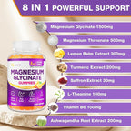Magnesium Glycinate Gummies Supplement for Adults Women, Magnesium Gummies with L-Threonate, Ashwagandha, Vitamin B6- Sleep, Relaxation, Calm, Energy, Vegan, Sugar Free, 60 Count