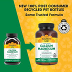Country Life Target-Mins Calcium Magnesium Complex 1000mg/500mg, 180 Tablets, Certified Gluten Free, Vegan, Non-GMO Verified