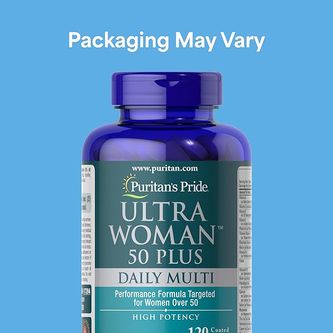 Puritan's Pride Ultra Woman 50 Plus High Potency Performance Time Release Daily Multivitamin with Zinc, Dietary Supplement for Healthy Aging & Cellular Energy Production, 2 Month Supply, 120 Count