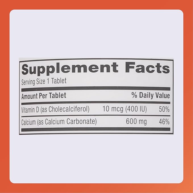 Rugby 600 mg Calcium Tablets - Made with 10 mcg (400 IU) of Vitamin D3 - Dietary Supplement - 150 Tablets