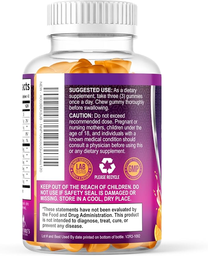 Probiotics for Digestive Health Gummies - 6 Unique Strains for Daily Immune Support & Gut Health, Supports Constipation, Gas & Bloating - Best Probiotic Supplement Gummy for Women & Men - 120 Gummies