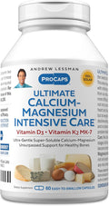 ANDREW LESSMAN Ultimate Calcium-Magnesium Intensive Care with Vitamin D3 & K2 MK7-120 mcg - 60 Capsules – Bone and Skeleton Health Essentials. Gentle, Easy to Swallow, Super Soluble. No Additives