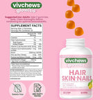 Glowitis Hair, Skin & Nails Gummies for Thick Hair, Strong Nails & Healthy Skin with Hydrolyzed Multi-Collagen Peptides, Biotin, Zinc, Vitamins C & E, Gluten-Free, Zesty Citrus Flavor, 60 Ct