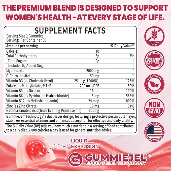Nextdia Inositol Gummies with Evening Primrose Oil for Women + Organic Blue Spirulina Gummies