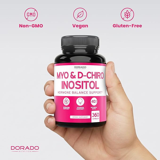 Myo-Inositol & D-Chiro Inositol Supplement For Women (360 Capsules, 2050mg Per Serving Ideal 40:1 Ratio Myo Inositol) Hormone Balance for Women - Third Party Tested, Vegan Safe & USA Made - 360 Count