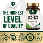 D3 K2 Vitamin - 5000 IU D3 Per Serving - High Potency Vitamin D3 Supplement - Advanced 2-in-1 Complex Vitamin D & Vitamin K2 (MK7) - Easy to Swallow, Bone & Immune Support - USA Bottled - 120 Softgels
