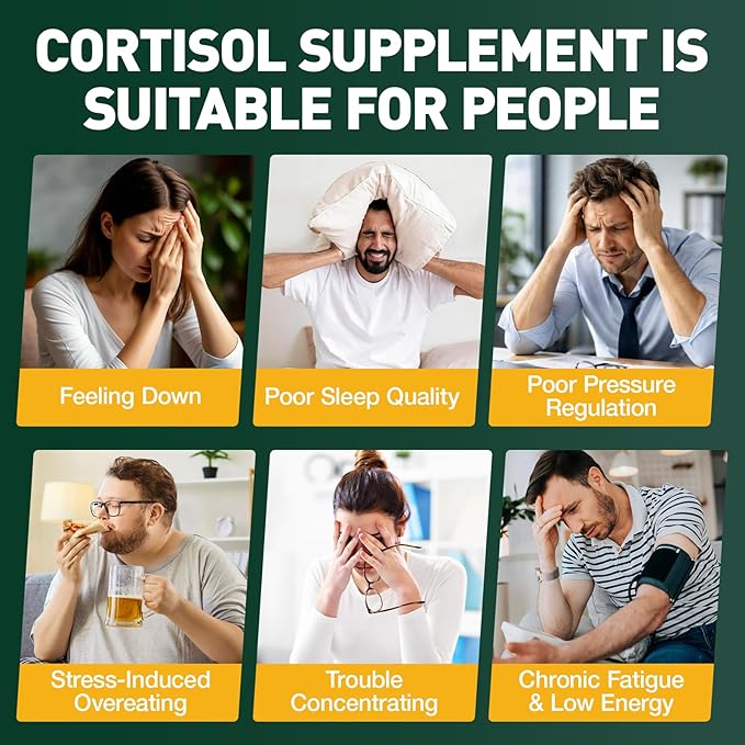 Cortisol Supplements for Women & Men, Cortisol Reducer with Magnesium, Ashwagandha & L-Theanine, Cortisol Manager for Sleep Support & Stress Relief, Cortisol Detox, Lower and Control 90 Capsules