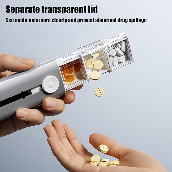 Travel Pill Organizer with 3 Compartments Pill Case,Portable Compact Daily Pill Box,Pill Holder for Vitamins,Cod Liver Oil, Supplements and Medication (Cream) (Grey)