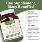 Lignans for Life Flaxseed Lignans for Dogs & People + SDG - Omega 3 Fatty Acids, High Fiber Antioxidants - Improve Shiny Coat, Digestive & Heart Health for Dogs, 35mg, 90 Flaxseed Capsules, 1 Pack