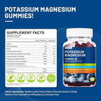 Potassium Magnesium Gummies - Magnesium Glycinate B6,D3 & Potassium Citrate for Leg Cramps,Muscle,Electroyte for Adults Kids,Sugar-Free - 60 Blueberry Gummies