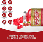 Magnesium Glycinate Gummies 1000mg, Sugar Free Magnesium Potassium Supplements Chewable for Adults with L-Threonate for Sleep, Body Support and Relaxation,90 Strawberry Gummies