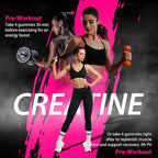 120Count Creatine Monohydrate Gummies 5g, Energy Creatine Supplements Gummies for Gym Essentials-Strawberry