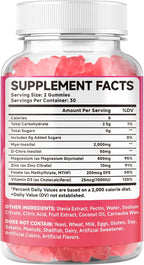 2 Pack Myo-Inositol & D-Chiro Inositol Gummies, 40:1 Ratio Inositol with Vitamin D3, Magnesium Glycinate, Folate & Zinc, Inositol Supplement for Female Health, Raspberry Flavor, 120 Count