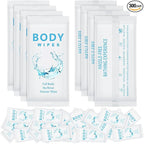 Treela 300 Pcs Large Body Wipes Bulk Deodorant Travel Size for Homeless Care Package Supplies Individually Wrapped Adults Bathing No Rinse Wet Wipes Men Women Hygiene Items(7.09" X 9.84",White)