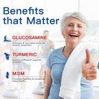 Turmeric Glucosamine MSM Joint Supplement for Men & Women, Plus Vitamin D3, Collagen Type II & Hyaluronic Acid, Supports Joint Comfort, Flexibility & Mobility, 60 Tablets (30-Day Supply)