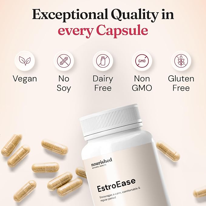 Nourished Period + PMS Repair - Menstrual Cycle Support Supplement for Women - Vegan Formula for Monthly Cycles, Cramping, Mood, Headaches - 120 Capsules