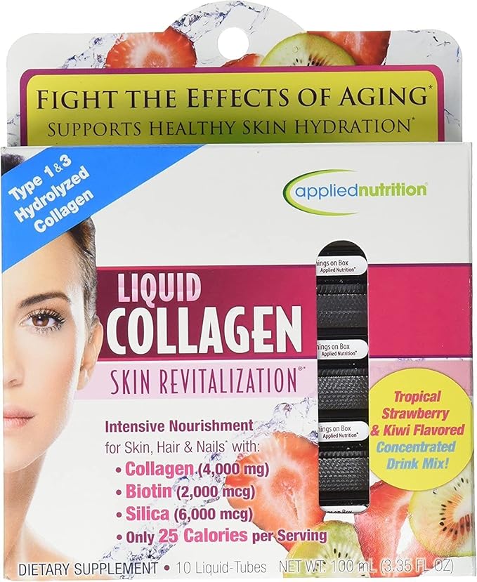 Lumintrail Liquid Collagen Skin Revitalization Dietary Supplements 10 Liquid Tubes with Pill Case