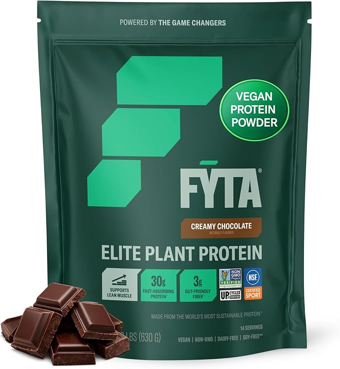 FYTA Vegan Protein Powder - Chocolate Plant Based Protein Powder with Better Taste & Texture Than Whey Protein - 30g Non-GMO & Dairy Free Protein Powder Vegan for Women & Men - Creamy Chocolate 630g