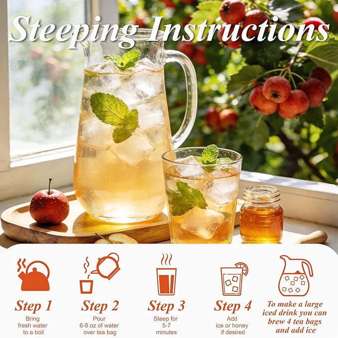 WT WEETEE Hawthorn Berry Tea Bags 100 Count, 100% Hawthorn Fruit, Corn Fiber Pyramid Bags, Antioxidant & Caffeine-Free Herbal Tea