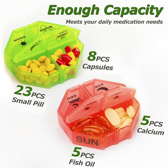 Weekly Pill Organizer 4 Times a Day, Large Pill Box 7 Day Daily Pill Case with 28 Extra Large Compartments Portable Travel Pill Container Big Medicine Organizer for Supplement Vitamin (Rainbow)