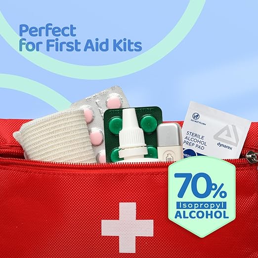 Dynarex DynaSafety Sterile Alcohol Prep Pads - Medium - 70% Isopropyl Alcohol, Individually Wrapped, Soft Cleaning Wipes - Case of 100 Boxes, 24 per Box