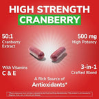 Vitalibre Cranberry Pills for Women with Vitamin C & E, Once Daily, Vegan, Urinary Tract Health & Kidney Cleanse, 90 Capsules