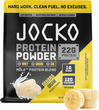 Jocko Fuel Whey Protein Powder, Banana Cream, 22g Protein, Digestive Enzymes + Probiotic Blend, No Sugar Added, with Essential Amino Acids + Electrolyte Minerals, 28 Servings