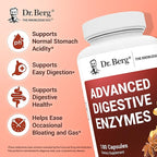 Dr. Berg Advanced Digestive Enzymes with Apple Cider Vinegar - Includes Digestive Health Ingredients Like Betaine Hydrochloride (HCI), Ginger Root & Peppermint Leaf - 180 Capsules