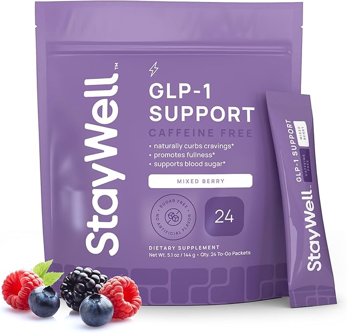 GLP-1 Supplement | GLP 1 Booster Drink Mix to Control Appetite and Cravings | Great Tasting Metabolic Support - Yerba Mate, Garcinia Cambogia, Berberine [Caffeine Free – Mixed Berry]
