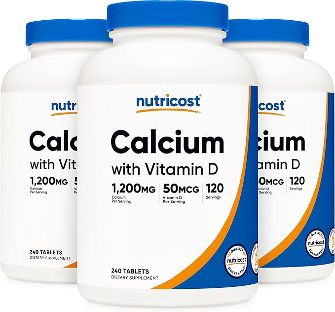 Nutricost Calcium with Vitamin D, 240 Tablets - Calcium (1200mg) Vitamin D (50mcg) Per Serving - Non-GMO, Gluten Free