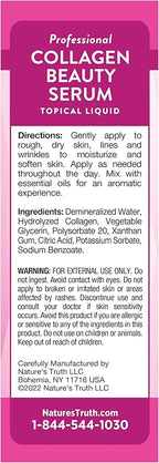 Nature's Truth Collagen Beauty Serum | 1 fl oz | for Skin | Unscented and Hydrating | Free of Parabens & Gluten