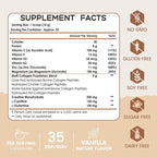 NATURE TARGET Multi Collagen Peptides for Women - Hydrolyzed Collagen Powder with Vitamin C & E - Type I, II, III, V & X Support Skin, Hair & Joint, Vanilla Flavored, 35 Servings