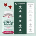 PurePremium Beet Root Gummies - 60 Sugar Free Chews - Nitric Oxide Beetroot Gummies | Natural Blueberry Flavor - Supplements for Normal Blood Pressure – 1 Month Supply